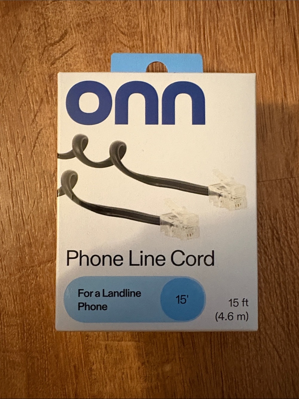 NWT onn 15 ft Black Phone Line Cord Landline Cable